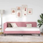 vidaXL Rohový rám postele Ružová 90 x 200 cm Zamat – Obrázok 4