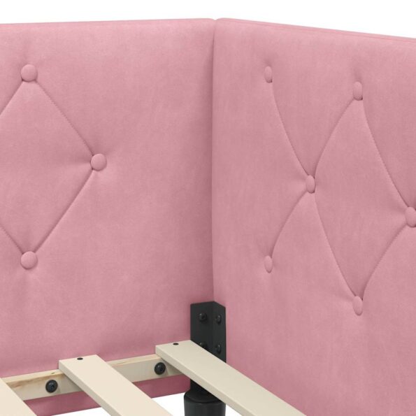 vidaXL Rohový rám postele Ružová 90 x 200 cm Zamat – Obrázok 8