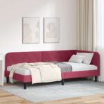vidaXL Rohový rám postele Víno červené 90 x 200 cm Zamat