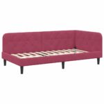 vidaXL Rohový rám postele Víno červené 90 x 200 cm Zamat – Obrázok 2