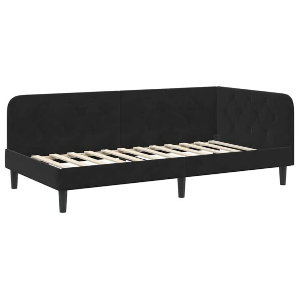 vidaXL Rohový rám postele Čierny 90 x 200 cm Zamat – Obrázok 2
