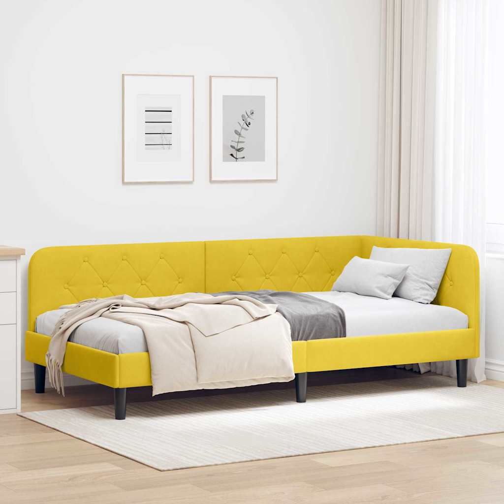 42016612_1.jpg vidaXL Rohový rám postele Žltá 90 x 200 cm Zamat – Obrázok 1