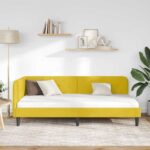 vidaXL Rohový rám postele Žltá 90 x 200 cm Zamat – Obrázok 4
