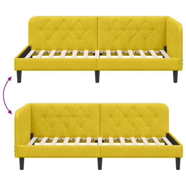 vidaXL Rohový rám postele Žltá 90 x 200 cm Zamat – Obrázok 9