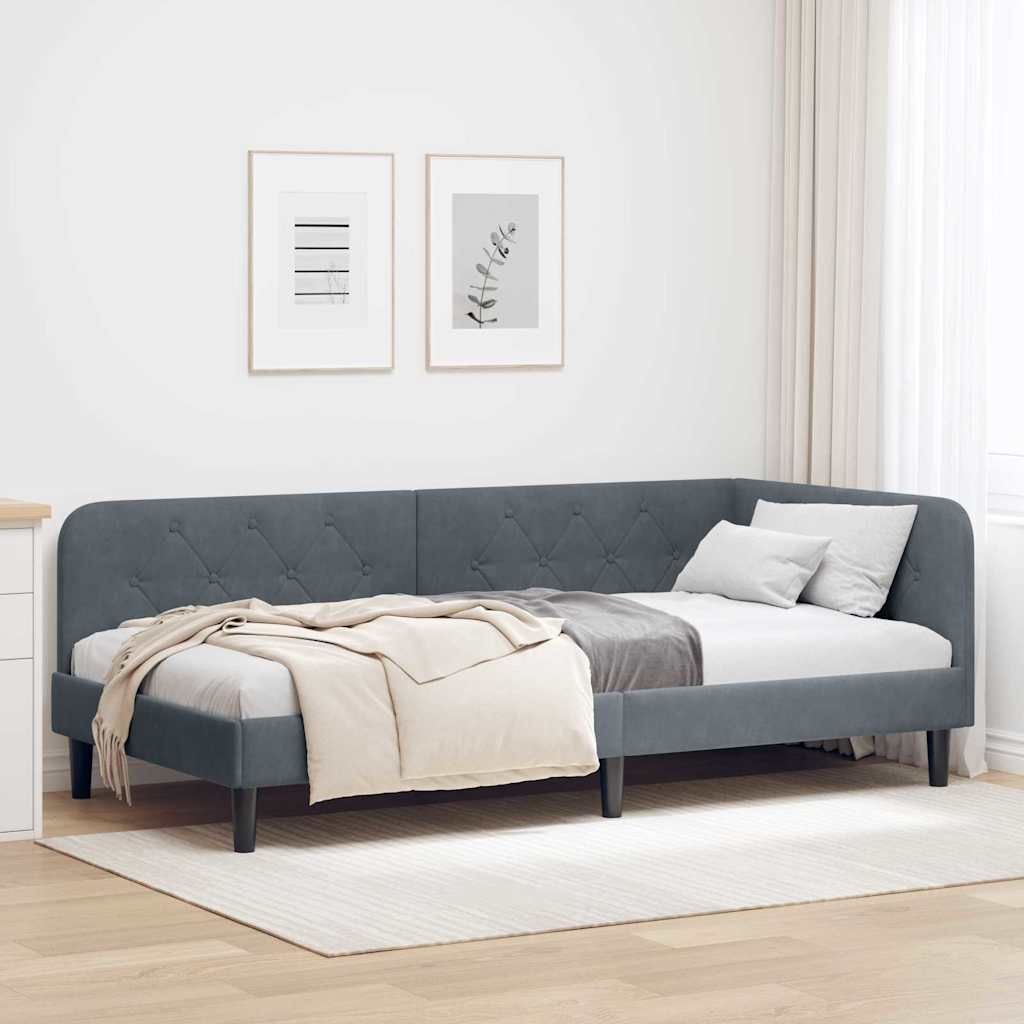 42016617_1.jpg vidaXL Rohový rám postele Tmavo šedá 100 x 200 cm Zamat – Obrázok 1
