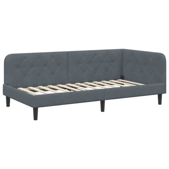 vidaXL Rohový rám postele Tmavo šedá 100 x 200 cm Zamat – Obrázok 2