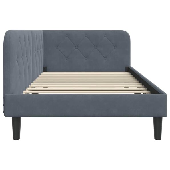 vidaXL Rohový rám postele Tmavo šedá 100 x 200 cm Zamat – Obrázok 6