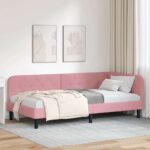 vidaXL Rohový rám postele s čelnou doskou Ružová 100 x 200 cm Zamat