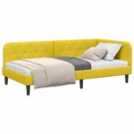 vidaXL Rohový rám postele Žltá 100 x 200 cm Zamat – Obrázok 3