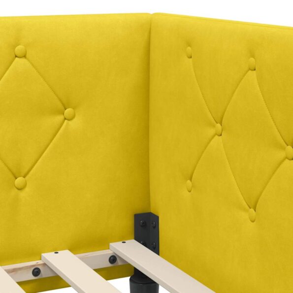 vidaXL Rohový rám postele Žltá 100 x 200 cm Zamat – Obrázok 8