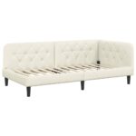 vidaXL Rohový rám postele Krémová 100 x 200 cm Zamat – Obrázok 2