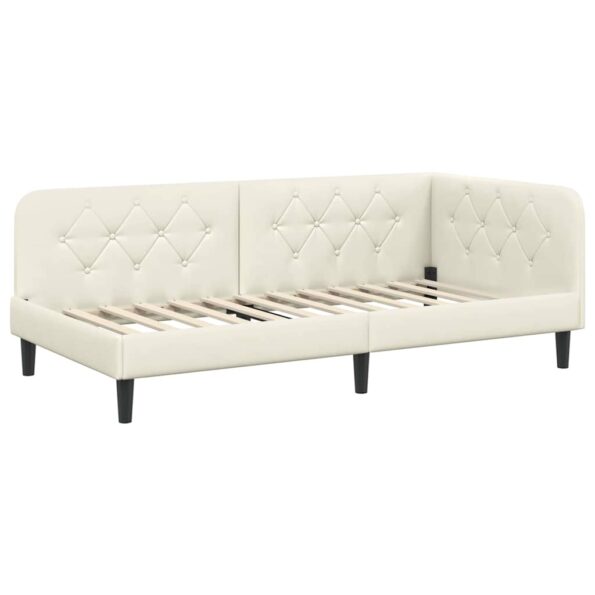 vidaXL Rohový rám postele Krémová 100 x 200 cm Zamat – Obrázok 2