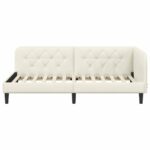 vidaXL Rohový rám postele Krémová 100 x 200 cm Zamat – Obrázok 5