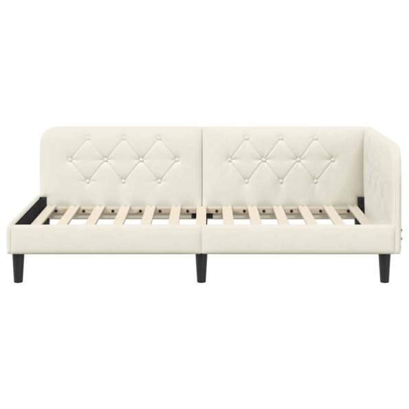 vidaXL Rohový rám postele Krémová 100 x 200 cm Zamat – Obrázok 5