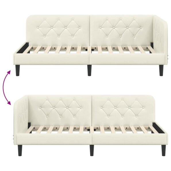 vidaXL Rohový rám postele Krémová 100 x 200 cm Zamat – Obrázok 9