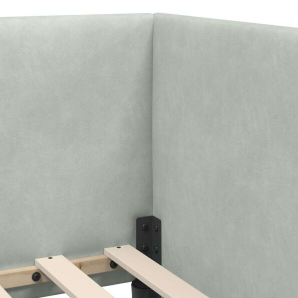 vidaXL Rohový rám postele Svetlosivá 80 cm x 200 cm Zamat – Obrázok 7