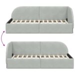 vidaXL Rohový rám postele Svetlosivá 80 cm x 200 cm Zamat – Obrázok 8