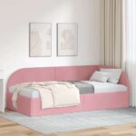 vidaXL Rohový rám postele s čelnou doskou Ružová 80 cm x 200 cm Zamat