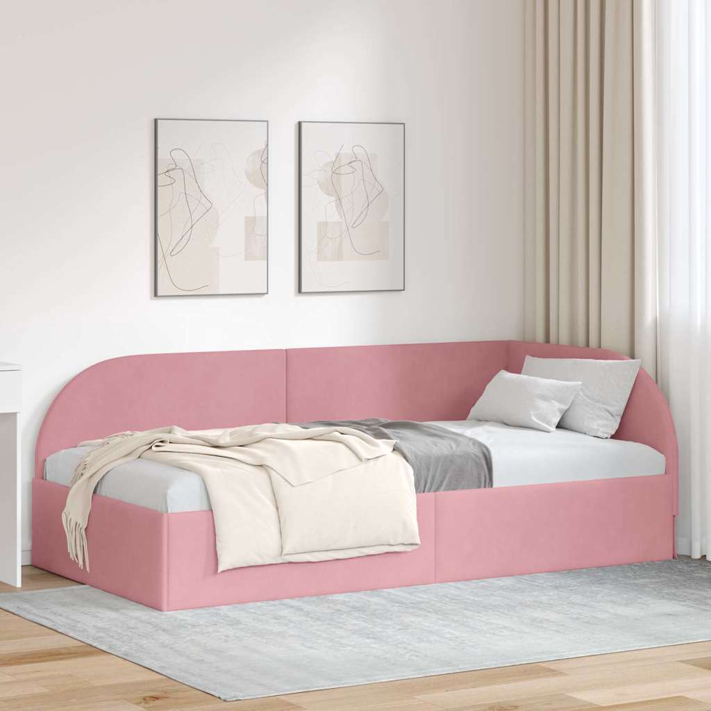 42016629_1.jpg vidaXL Rohový rám postele s čelnou doskou Ružová 80 cm x 200 cm Zamat – Obrázok 1