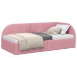 vidaXL Rohový rám postele s čelnou doskou Ružová 80 cm x 200 cm Zamat – Obrázok 11