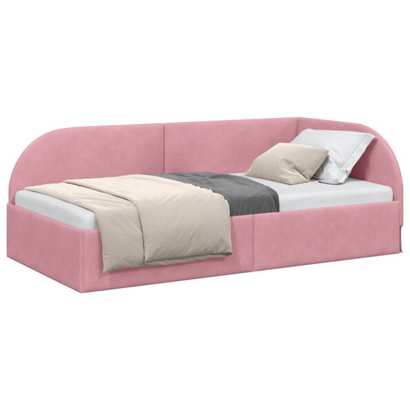 vidaXL Rohový rám postele s čelnou doskou Ružová 80 cm x 200 cm Zamat – Obrázok 2