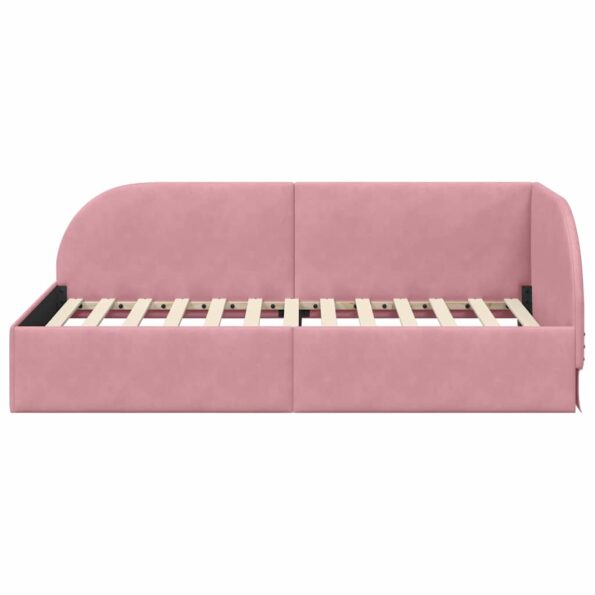vidaXL Rohový rám postele s čelnou doskou Ružová 80 cm x 200 cm Zamat – Obrázok 4