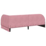 vidaXL Rohový rám postele s čelnou doskou Ružová 80 cm x 200 cm Zamat – Obrázok 6