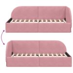 vidaXL Rohový rám postele s čelnou doskou Ružová 80 cm x 200 cm Zamat – Obrázok 8