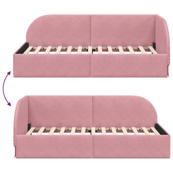 vidaXL Rohový rám postele s čelnou doskou Ružová 80 cm x 200 cm Zamat – Obrázok 8