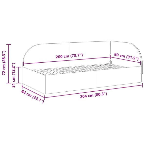 vidaXL Rohový rám postele s čelnou doskou Žltá 80 cm x 200 cm Zamat – Obrázok 10