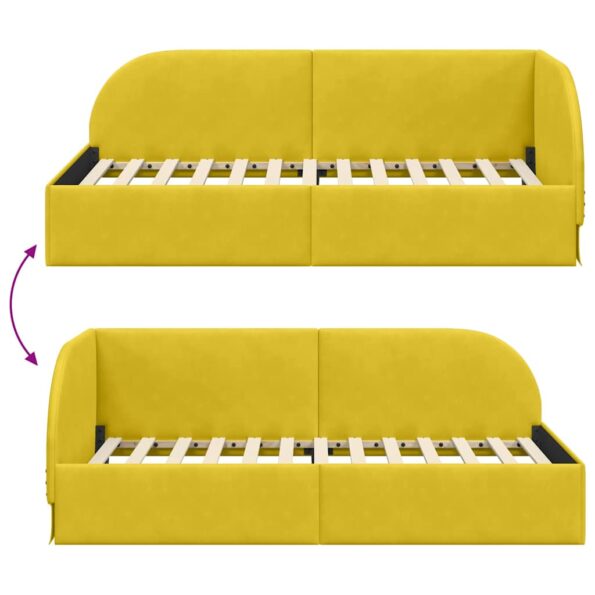 vidaXL Rohový rám postele s čelnou doskou Žltá 80 cm x 200 cm Zamat – Obrázok 8