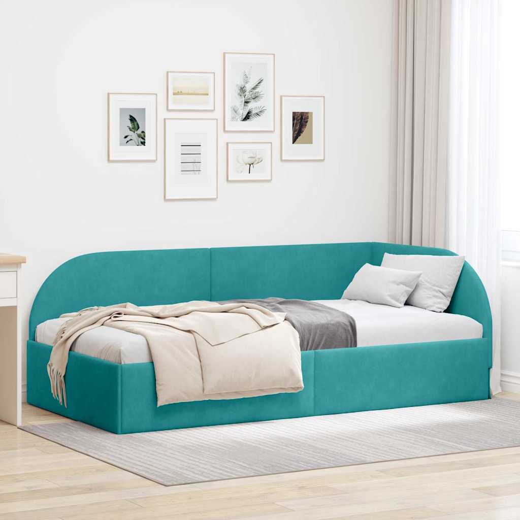 42016634_1.jpg vidaXL Rohový rám postele Tyrkysová 80 cm x 200 cm Zamat – Obrázok 1
