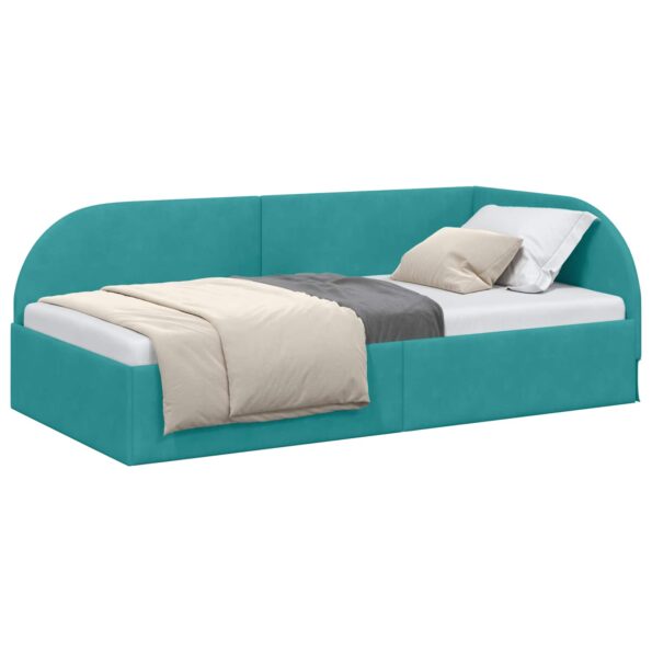 vidaXL Rohový rám postele Tyrkysová 80 cm x 200 cm Zamat – Obrázok 2