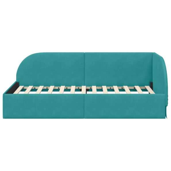 vidaXL Rohový rám postele Tyrkysová 80 cm x 200 cm Zamat – Obrázok 4