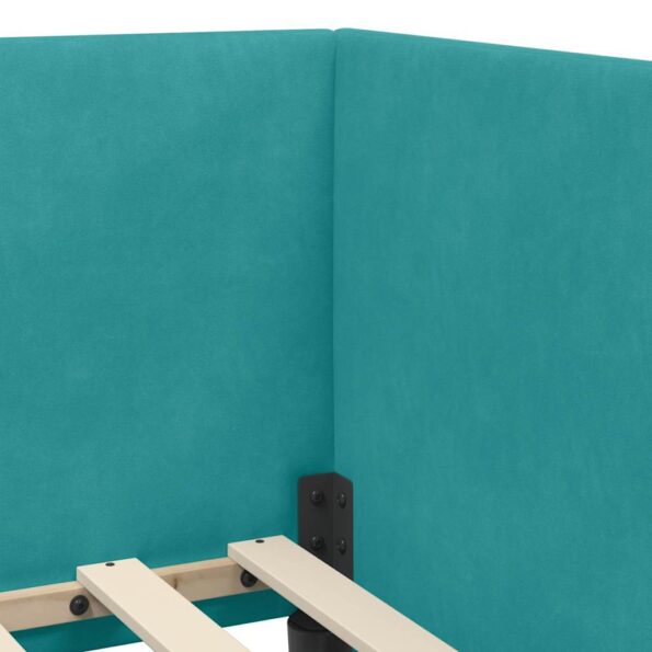 vidaXL Rohový rám postele Tyrkysová 80 cm x 200 cm Zamat – Obrázok 7