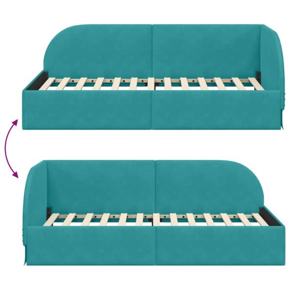 vidaXL Rohový rám postele Tyrkysová 80 cm x 200 cm Zamat – Obrázok 8