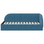 vidaXL Rohový rám postele s čelnou doskou Modrá 90 cm x 190 cm Zamat – Obrázok 4