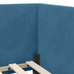 vidaXL Rohový rám postele s čelnou doskou Modrá 90 cm x 190 cm Zamat – Obrázok 7