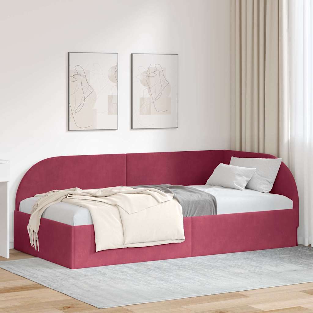 42016640_1.jpg vidaXL Rohový rám postele Víno červené 90 cm x 190 cm Zamat – Obrázok 1