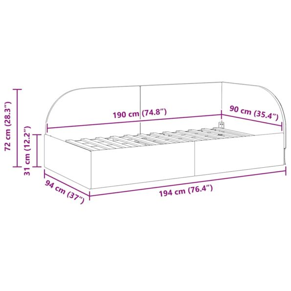 vidaXL Rohový rám postele Víno červené 90 cm x 190 cm Zamat – Obrázok 10