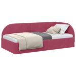 vidaXL Rohový rám postele Víno červené 90 cm x 190 cm Zamat – Obrázok 2