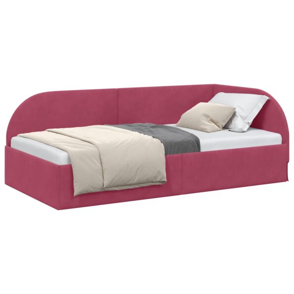 vidaXL Rohový rám postele Víno červené 90 cm x 190 cm Zamat – Obrázok 2