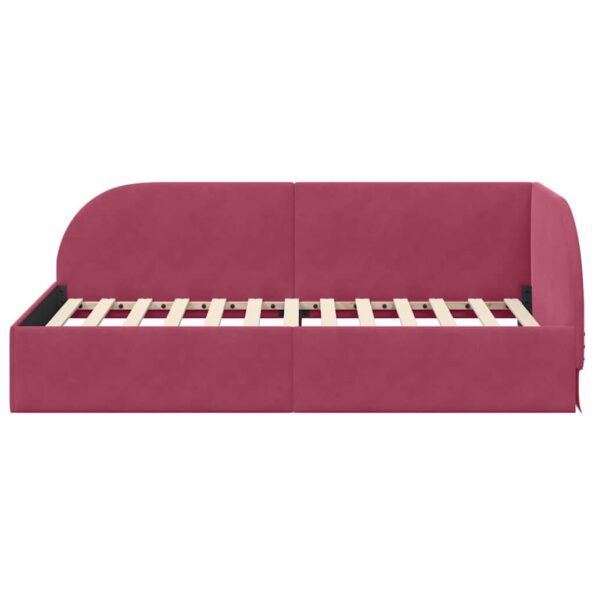vidaXL Rohový rám postele Víno červené 90 cm x 190 cm Zamat – Obrázok 4