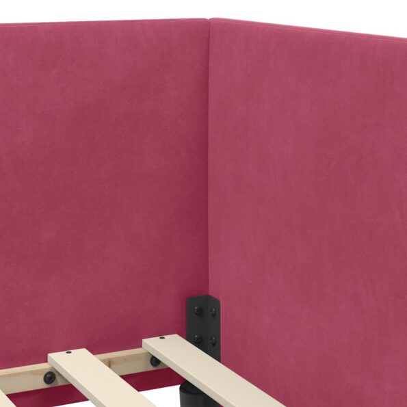 vidaXL Rohový rám postele Víno červené 90 cm x 190 cm Zamat – Obrázok 7