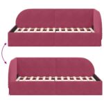 vidaXL Rohový rám postele Víno červené 90 cm x 190 cm Zamat – Obrázok 8