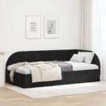 vidaXL Rohový rám postele s čelnou doskou Čierna 90 cm x 190 cm Zamat