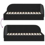 vidaXL Rohový rám postele s čelnou doskou Čierna 90 cm x 190 cm Zamat – Obrázok 8