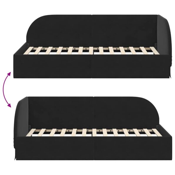 vidaXL Rohový rám postele s čelnou doskou Čierna 90 cm x 190 cm Zamat – Obrázok 8