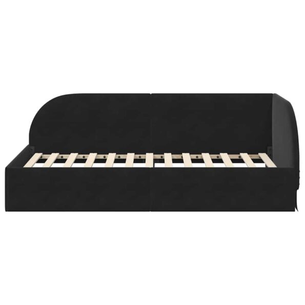 vidaXL Rohový rám postele s čelnou doskou Čierna 90 cm x 200 cm Zamat – Obrázok 4