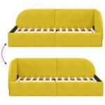 vidaXL Rohový rám postele s čelnou doskou Žltá 90 cm x 200 cm Zamat – Obrázok 8